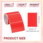 PATIKIL 2 x 3 Inch Rectangle Inventory Color Coding Labels 1 Roll, Square Self-Adhesive Inventory Label Stickers for Office Home Organization Name Tags, 250 Per Roll, Red