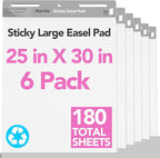 Nortix Flip Chart Paper, Sticky Easel Pads, Chart Paper for Teachers,Super Adhesive & Bleed-Resistant, Large Self-Stick Easel Paper for Classroom/Office, 25 x 30 inch, 30 Sheets/Pad, 6 Pads