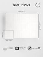 Bumusty Large Cork Board Alternative-47 x35 Felt Bulletin Board Tiles, with 30 Pushpins, 70 Adhesive Tabs, 12-Pack Slat Wall Paneling, Cork Boards for Office Push Pin Board Felt Board-Milky White