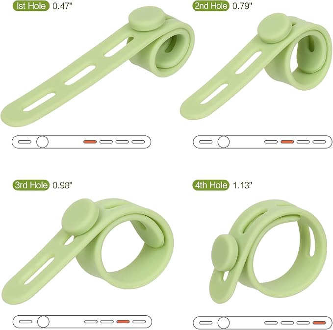 Donruby 24Pcs Silicone Cable Ties - Reusable & Washable with Locking Buckles, Adjustable Fastening Cable Management Straps, Multi-Purpose High Elasticity Cord Organizer (Matcha Green)