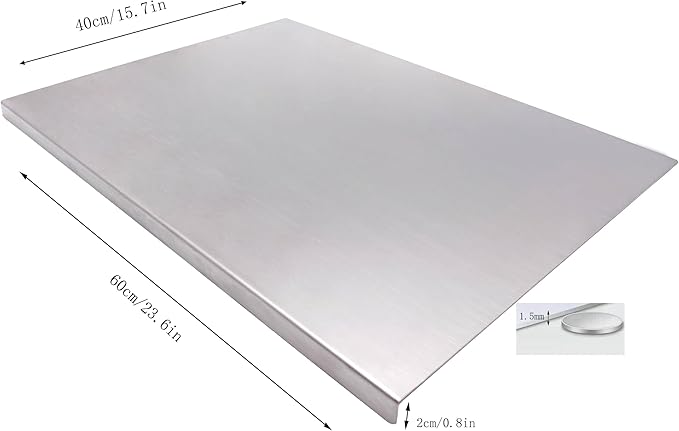 BILLAMB Stainless Steel Cutting Boards for The Kitchen, Suitable for Meat, Fruits, Vegetables, Bread, and Baking Large-sized Cutting Boards (60 x 40cm/23.6 x 15.7 in)