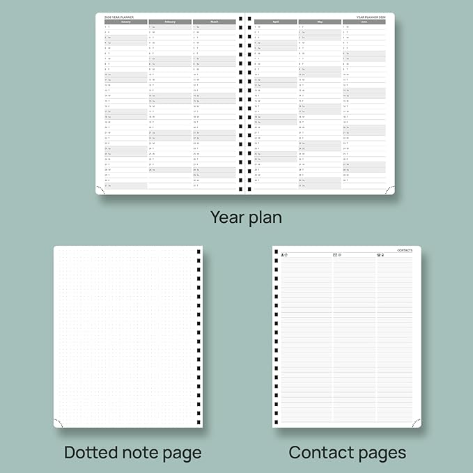 POPRUN Planner 2025-2026 Weekly Planner Notebook (Large 8.5''x 10.5'') Academic Calendar (JUL.25 - JUN.26) Appointment Book with Monthly Tabs, Spiral Soft Cover, Inner Pocket, 100 GSM - Royal Blue