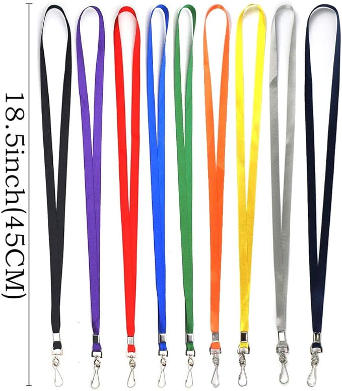 Beebel Gray Lanyard Bulk Lanyards for Id Badges Flat Lanyard with Badge Clip Swivel Hook 50 Pack