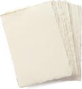 Wanderings Handmade A4 Cream Mixed Media Paper with Deckle Edge - 8.25x11.7-150 GSM - 50 Sheets Colored Cold Press Textured Paper Made with Recycled Cotton for Invitations Crafts Writers Watercolor