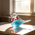 ORRFIDDY Blown Glass Birds - Glass Art Bird Decor, Hand Blown Glass Animal Figurines Paperweight for Home Shelf Decor