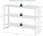 HCHQHS Bookshelf, 3-Tier Industrial Bookcase, White Open Book Shelf, Freestanding Horizontal Bookshelves with Metal Frame