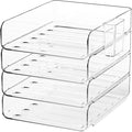 FANXIYQ 4-Tier Acrylic Paper Tray Organizer with Pen Holder | Clear Stackable Desk Organizer for Documents, Letters, A4 Paper | Modern Office/Classroom/Home Organization