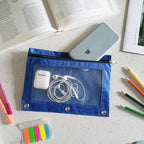 YoeeJob Binder Pouches for 3 Ring Binder, Pencil Pouch Pen Holder Case with Clear Window, Zipper Stationery Bag for School Class Office,24 Pack, Blue