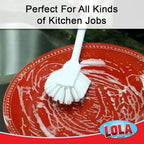 LOLA Pro Utility All Purpose Kitchen Cleaning Brush, 6 Pack, Durable Bristles, Comfort Ergonomic Rubber Non-Slip Grip, Built-in Food Scraper