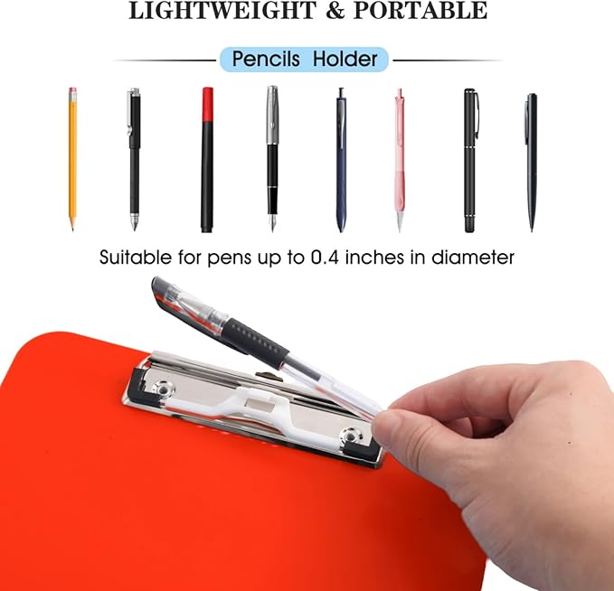 TFDLCG zm 2 PCS Red Plastic Clipboards Nursing Clipboard,Teacher Clip Boards 8.5x11 with Pen Holder, A4/Letter Size,Cute Clipboards for Women Kids,Classroom Office Home