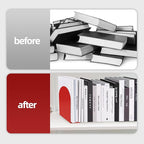 Lulonpon 2 Pieces Book Ends, Bookends, Books Stand, Metal Bookend for Shelves, Red Book Ends for School, Library, Desktop Organizer