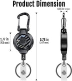 MNGARISTA Upgraded Version Retractable Keychain, 10 OZ Retraction, 31.5" Stainless Steel Cord, Heavy Duty Carabiner Badge Holder, 3K Carbon Fiber ID Badge Reel with Badge Strap and Key Ring