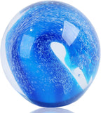 EUSTUMA Hand Blown Glass Figurines Ball Ocean Waves,Paperweight Glass Ball,Home Decor Collectible,Aquarium Decor,Office Decor Ocean Lovers