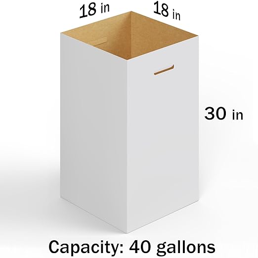 Regal Altair 10 Pack Corrugated Cardboard Trash & Recycling Containers, 40-Gallon Capacity – Includes 10 Liners, Heavy-Duty Pop-Up Disposable Bins for Events & Parties