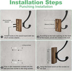 bussdis Wood Wall Hooks for Hanging - 4 Pack Hooks Wall Mounted, Wooden Rustic Farmhouse Heavy Duty Towel Hooks, Hooks for Coats, Towel, Hat, Keys, Purse, Bag and Robe