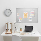 Lightomorrow Bulletin Board, 36 x 24 Inches Felt Pin Board, Cork Alternative for Wall, 3' x 2' Foldable Self-Adhesive Vision Board with 20 Pushpins - Light Gray