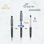 FANSTIK Customized BallPoint pen with name (MADE IN USA), stainless steel, black and silver, luxury engraved pen personalized for men and for women. (BallPoint Black-Silver)