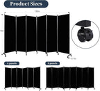 Room Divider Folding Privacy Screens with Lockable Wheels, 132'' Partition Room Dividers Freestanding Room Divider Fabric Panel for Room Separation, Wall Divider for Home Office Bedroom Dorm Decor