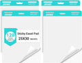 SHARBDA Sticky Easel Pad, 25 * 30 inch,Self-Stick Flip Chart Paper, Super Adhesive & Bleed-Resistant,Micro-Perforated Tear,Classroom Teacher Office Presentation Pads,4 Pads/Pack,120 Sheets