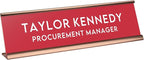 Custom Engraved Desk Plate | Personalized with your Name and Title | Perfect Decor for Office, Business, or Home | Multiple Font and Color Options | 2x8" or 2x10" (Red w/White Letters, 2x10")