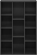 Furinno LUDER Book Shelf, 11-Cube Bookshelf, Reversible Bookcase, 9.4 x 29.1 x 41.7, for Living Room, Bedroom, Home Office, Blackwood