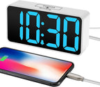 DreamSky Small Digital Alarm Clock for Bedroom, Large Big Numbers Display with Brightness Dimmer, Electric Bedside Desk Clock with USB Charging Port, Adjustable Alarm Volume, USB-C Adapter Powered