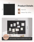 Soundsbay Large Cork Board, 47"x35" Slat Bulletin Board Alternative, 12-Pack Cork Boards for Walls, 60 Adhesive Tabs, Felt Wall Tiles for Home Office Classroom Pin Board