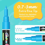 Extra Fine Tip Liquid Chalk Markers for Chalkboard, 36 Colors Window Liquid Chalk Marker Pens with 1mm Fine Tips, Washable Erasable Wet Erase Marker Pens Set for Bistro, Car Glass, Poster, Blackboard