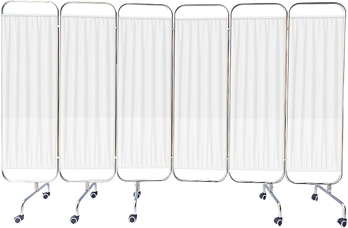 Portable Medical Privacy Screen, Medical Privacy Screen on Wheels, Rolling Medical Room Divider for Hospitals Clinics Bedrooms Beauty Salon (White, 6 Panel)