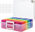 Haundry Photo Storage Box with 16 Inner 4" x 6" Photo Case, Portable Storage Organizer with Handle Craft Keeper for Picture, Stickers, Stamps, Screws, Hair Clips, Colored