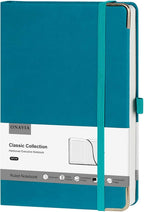 ONAVIA A5 Lined Journal Notebook - 100 GSM Thick Paper, Hardcover Journaling Notebook for Writing, Work, Travel, College Ruled Journal for Women Men, PU Leather Note Book, 5.5”x8.3”- Pacific Green
