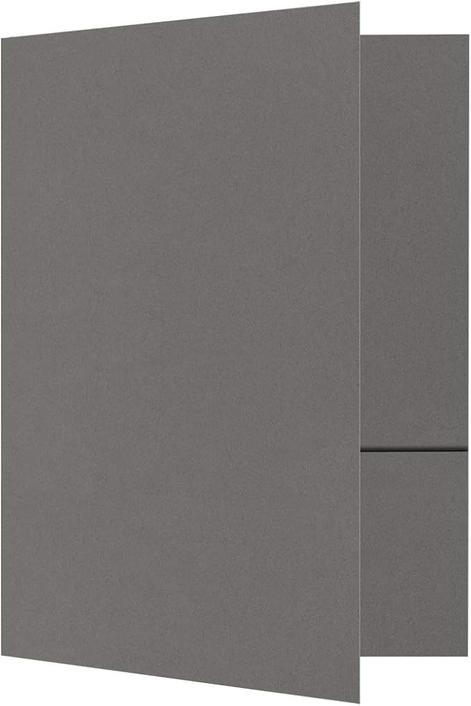 LUXPaper 9" x 12" Presentation Folders | Two Pocket | Smoke Gray | 100lb. Cover | 100 Qty