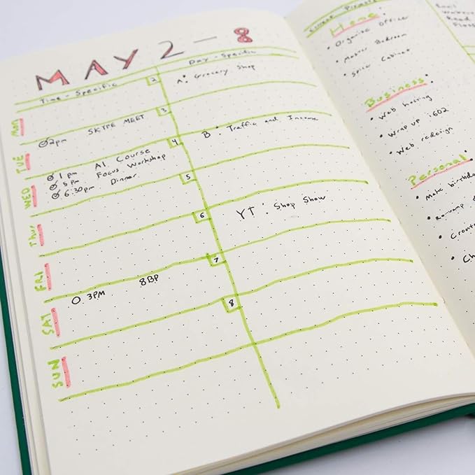 Simply Genius Notebooks - A5, Black, 4-Pack, Hardcover - Dotted Grid Journal for Work & School