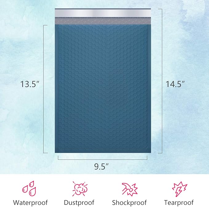UCGOU Bubble Mailers 9.5x14.5 Inch Navy Blue 25 Pack Poly Padded Envelopes Large #4 Mailing Packages Opaque Packaging Postal Self Seal Adhesive Waterproof Boutique Shipping Bags for Clothes