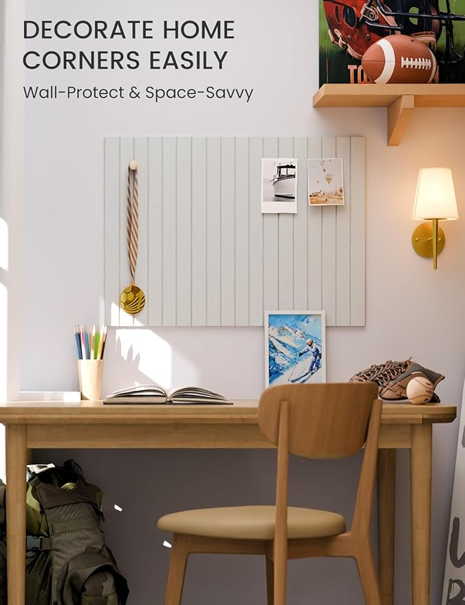 Fluxynara Felt Bulletin Board Tiles -28"x18" with 40 Adhesive Tabs, Cork Board Alternative for Office Decor, Push Pin Board Wall Organizer 6-Pack (Cold White)