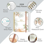 2026 Daily & Monthly Planner - One Page Per Day, Daily Planner from January 2026 - December 2026, Planner 2026 with 12 Monthly Tabs, 8.5" x 11", Rose Leaf