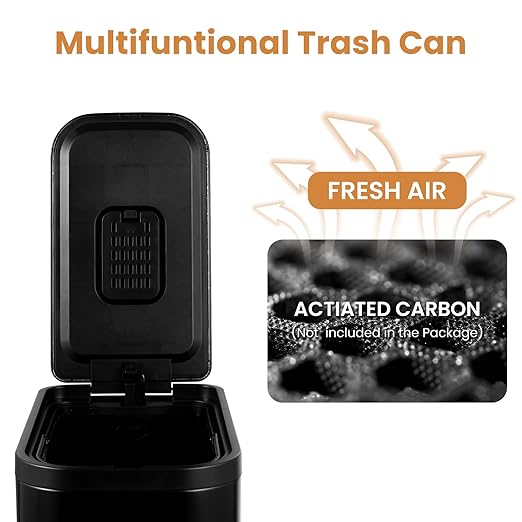 BETHEBEST Bathroom Trash Can with Lid Soft Close,Stainless Steel Step Trash Can with Removable Inner Wastebasket,Black Garbage Can for Bathroom,Bedroom,Kitchen(15 Liter/4 Gallon)