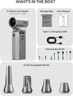 Compressed Air Duster, 150000RPM Electric Air Duster with LED Display & Brushless Motor, 4-Gear Air Blower Rechargeable with LED Light, Cordless Turbo Fan for Computer, Keyboard, Car, Home, Outdoor