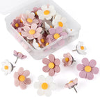 30pcs Decorative Flower Push Pins - Pink Thumb Tacks for Cork Board, Photo Wall, Feature Wall, Map, Bulletin Board, Office or Home