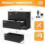 AFAIF 2 Drawer File Cabinets for Home Office, Metal Filing Cabinet with Lock, Black Locking File Caninet Two Drawer, Office Storage Caninets Steel Cabnet for Letter/Legal/A4/F4-Assembly Required