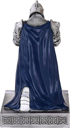 HDMbigmi King's Guard Leader Cloak Warrior Knight Pen Holder Mobile Phone Stand, Ornament Knight Statue, Pen Stand Paperweight for Office and Home (SilverBlue)