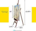 MEEDEN Walnut Large Painters Easel Adjustable Solid Beech Wood Artist Easel, Studio Easel for Adults with Brush Holder, Holds Canvas up to 48"
