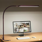 SKYLEO LED Desk Lamp - Desk Light for Home Office - Flexible Gooseneck - 5 Color Modes X 11 Brightness Levels - 1300LM - Timmer & Memory Function - 12W Clip on Light - Red