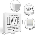 Leader Appreciation Gifts Leadership Gifts, Inspirational Office Decor Wooden Box Sign, Home Farmhouse Table Counter Shelf Desk Decor Accessories, Boss Gifts Thank You Gifts for Coach Manager