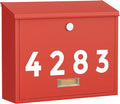 LAND·VOI Locking Wall-Mount Mailbox for Outside, with 4 Keys, Galvanized Steel Rustproof Metal Postbox, 4" Dx13.8 Wx11.2 H, Includes 3 Sets of Mailbox Numbers, Nameplate, Red
