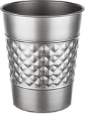Monarch Abode Metal Bathroom Trash Can – Waste Basket for Bedroom, Office Desk, & Dorm, Handcrafted Geo Embossed, Durable Decorative Pewter Small Trash Can Bathroom Garbage Bin Wastebasket