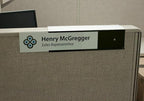 Over the Cube The Original Quality Aluminum, Changeable Cubicle Nameplate Holder, Satin Silver Base, and Matte Black Name Plate Holder, (2.25" cubicle wall depth) - Made in the USA