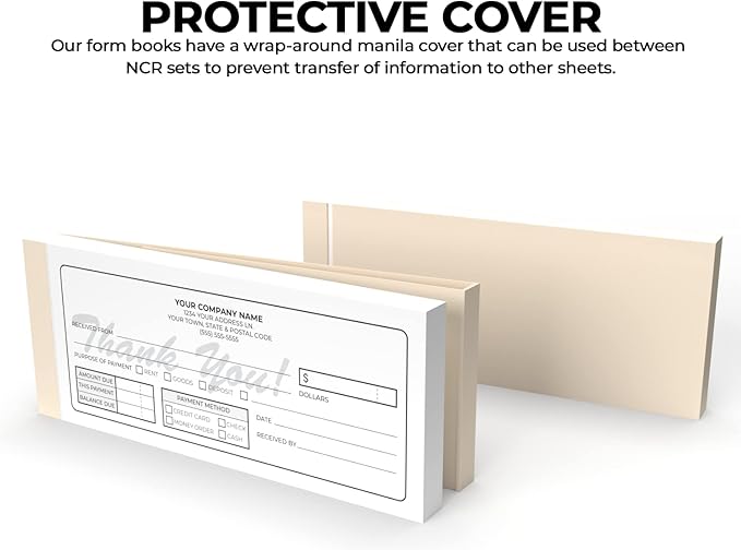 Custom 2.83" x 7" Carbonless NCR Books in 2-Part Duplicate Invoices, Receipts, Work Orders, Sales Orders, Purchase Orders, Estimates, Quote Forms with Your Company/Business Name (150 Sets)