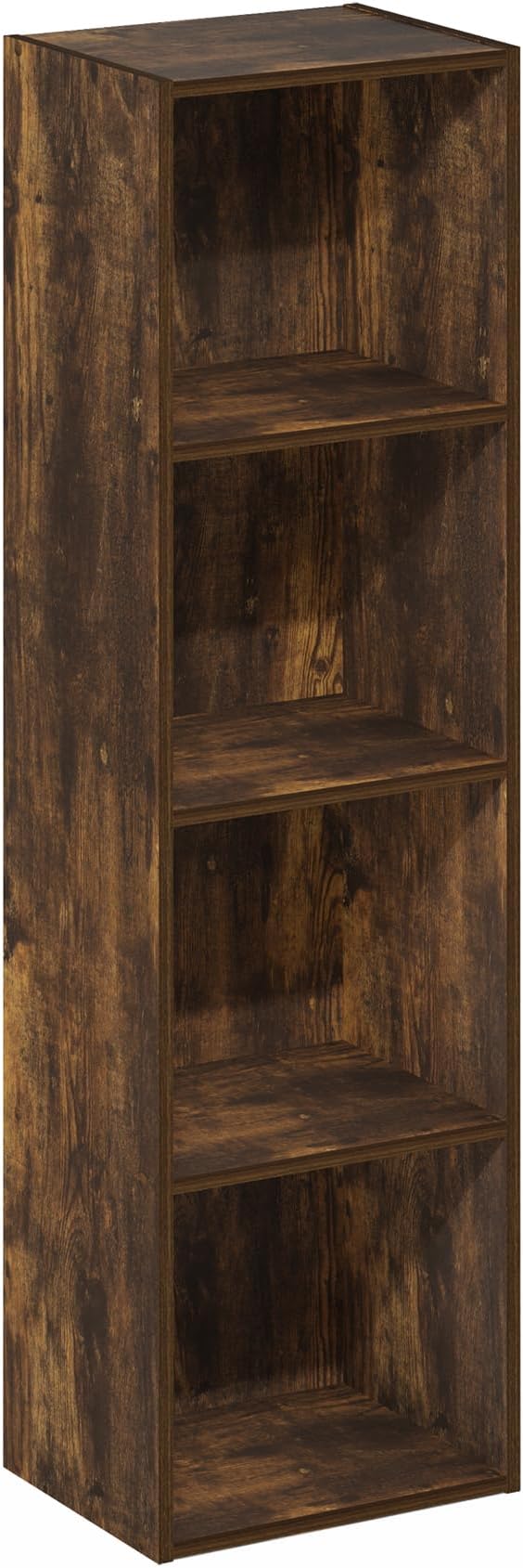 Furinno PASIR Book Shelf, 4-Tier Modern Bookshelf, Open Shelves Bookcase 9 x 12 x 42, for Living Room, Bedroom, Home Office, Amber Pine