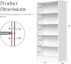 Farini 60 Inch Tall 5-Shelf Bookcase, Wood Bookshelf Storage Organizer Adjustable Shelf for Home Office, Study Room, Easy Assembly,White